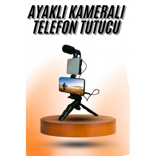 BFS Telefon Tutucu Mini Mikrofonlu Tripod Vlog Çekim Video