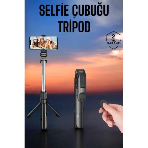BFS Tripod Kablosuz Bluetooth Bağlantılı Selfie Çubuğu 360 Derece Dönebilen