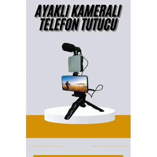BFS Tripod Telefon Tutucu Kumandalı Mikrofon Led Işık Vlog Video Kayıt