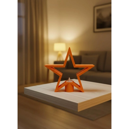 BFS Turuncu Yıldız Mumluk Loş Işık Salon Dekoru