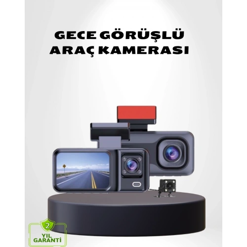 BFS Üç Kameralı Dash Cam 170° Geniş Açılı Full HD Gece Görüşlü