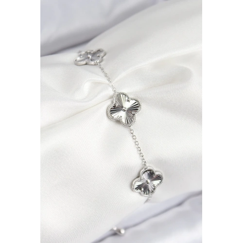 BFS VIP Pirinç Yonca Model Gümüş Renk Kadın Bileklik