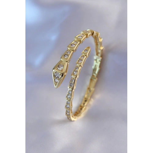 BFS VIP Seri Yılan Model Gold Renk Kadın Kelepçe Bileklik