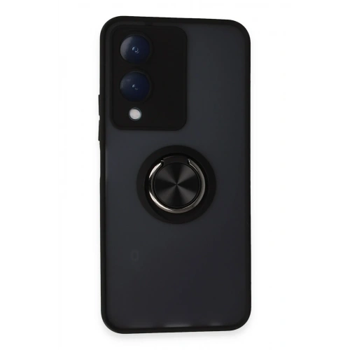 BFS  Vivo Y17S Kılıf Montreal Yüzüklü Silikon Kapak - Siyah