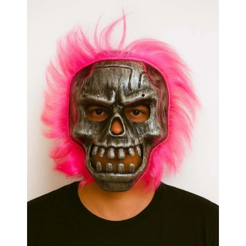 BFS  Wild Skull - Gümüş Kafatası Pembe Saçlı İskelet Maske