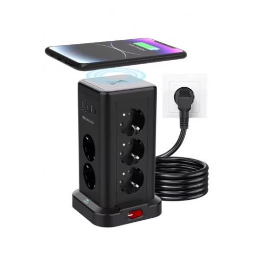 BFS Wp711 Akım Korumalı Priz Kablosuz Şarj İstasyonu 11x Soket 3x Usb 1xtype-c Kablolu Grup Priz