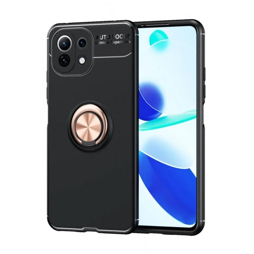 BFS Xiaomi Mİ 11 Lite Kılıf Range Yüzüklü Silikon - Siyah-Gold