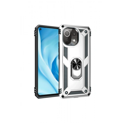 BFS  Xiaomi Mİ 11 Lite Kılıf Sofya Yüzüklü Silikon Kapak - Gümüş