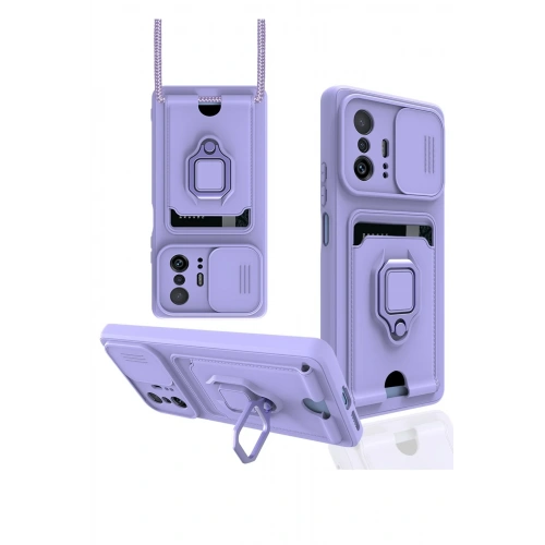 BFS  Xiaomi Mi 11T Pro Kılıf Zuma Kartvizitli Yüzüklü Silikon - Lila