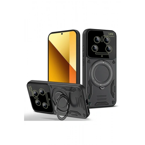 BFS  Xiaomi Mi 14 Ultra Kılıf Joy Lens Standlı Kapak - Siyah