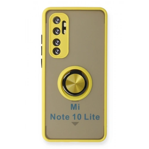 BFS Xiaomi Mi Note 10 Lite Kılıf Montreal Yüzüklü Silikon Kapak - Sarı
