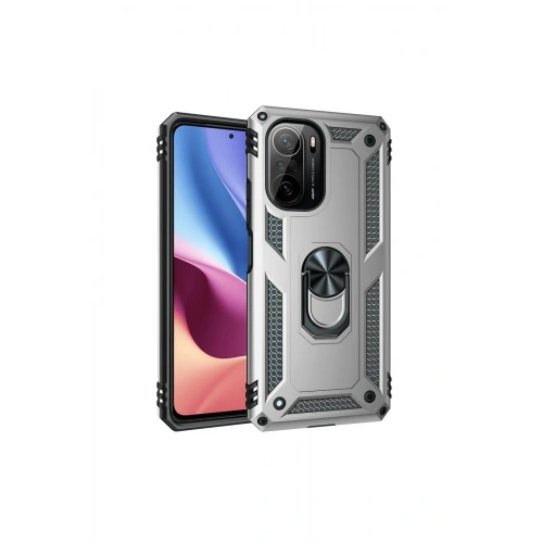 BFS  Xiaomi Poco F3 Kılıf Sofya Yüzüklü Silikon Kapak - Gümüş