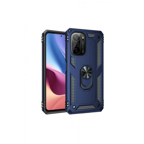 BFS  Xiaomi Poco F3 Kılıf Sofya Yüzüklü Silikon Kapak - Lacivert