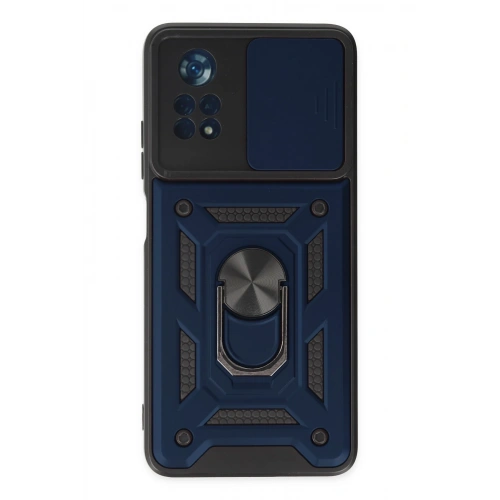 BFS  Xiaomi Poco X4 Pro 5G Kılıf Pars Lens Yüzüklü Silikon - Lacivert