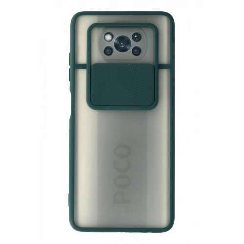 BFS  Xiaomi Pocophone X3 Kılıf Palm Buzlu Kamera Sürgülü Silikon - Yeşil