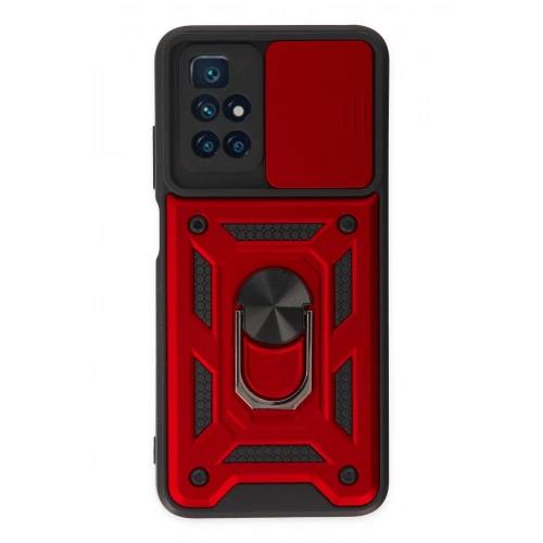 BFS Xiaomi Redmi 10 2022 Kılıf Pars Lens Yüzüklü Silikon - Kırmızı