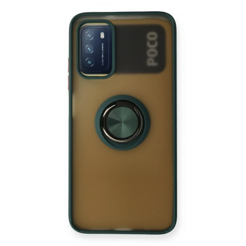 BFS  Xiaomi Redmi 9T Kılıf Montreal Yüzüklü Silikon Kapak - Yeşil