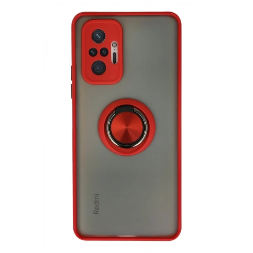 BFS Xiaomi Redmi Note 10 Pro Kılıf Montreal Yüzüklü Silikon Kapak - Kırmızı