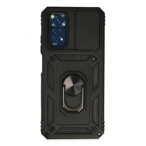 BFS Xiaomi Redmi Note 11 Kılıf Pars Lens Yüzüklü Silikon - Siyah