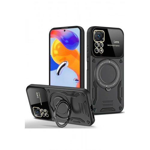 BFS  Xiaomi Redmi Note 11 Pro Kılıf Joy Lens Standlı Kapak - Siyah