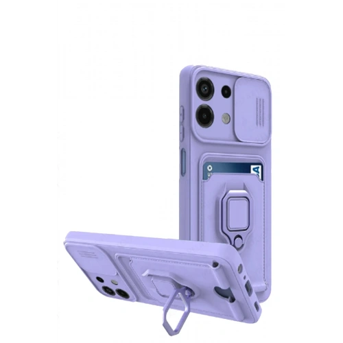 BFS  Xiaomi Redmi Note 13 4G Kılıf Zuma Kartvizitli Yüzüklü Silikon - Lila
