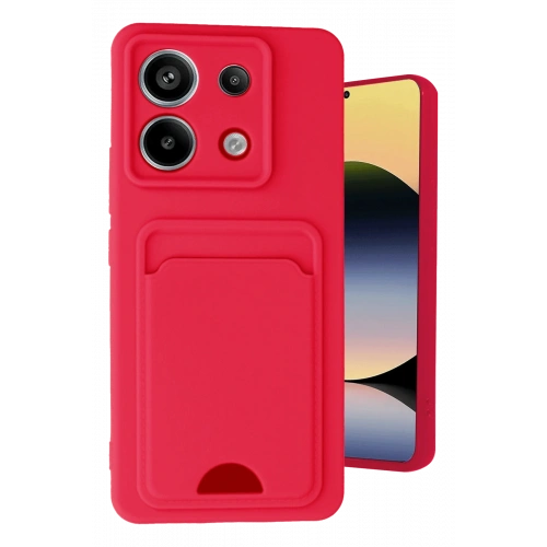 BFS  Xiaomi Redmi Note 13 Pro 5G Kılıf Kelvin Kartvizitli Silikon - Kırmızı