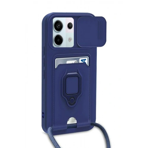 BFS  Xiaomi Redmi Note 13 Pro 5G Kılıf Zuma Kartvizitli Yüzüklü Silikon - Lacivert