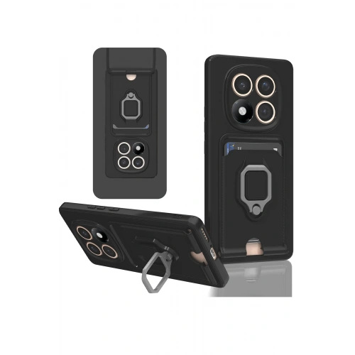 BFS  Xiaomi Redmi Note 14 Pro 5G Kılıf Zuma Kartvizitli Yüzüklü Silikon - Siyah