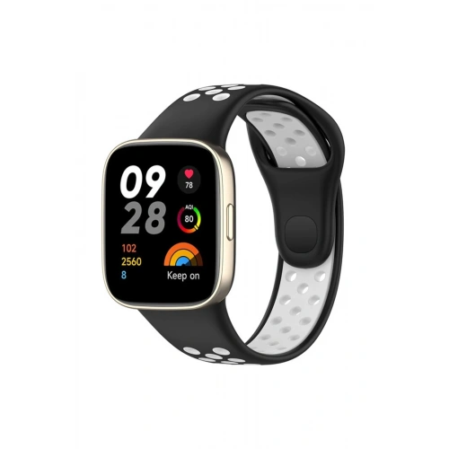 BFS  Xiaomi Redmi Watch 3 Spor Delikli Kordon - Siyah-Beyaz