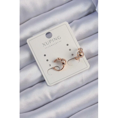 BFS Xuping Rose Renk Zirkon Taşlı Bombeli Topçuk Earcuff Küpe