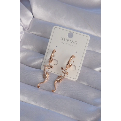 BFS XUPİNG Rose Renk Zirkon Taşlı Kertenkele Model Halka Küpe