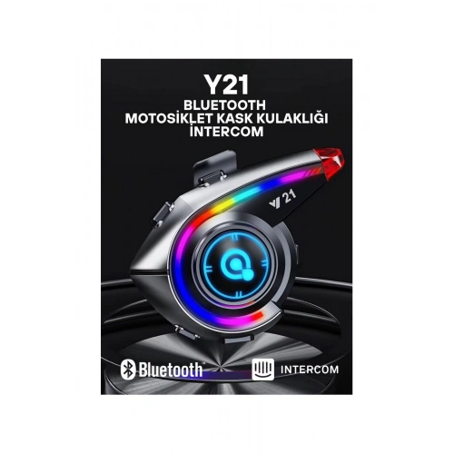 BFS Y21 Rgb Işık Efektli Intercom Bluetooth Motosiklet Kask Kulaklığı Intercom Kulaklık