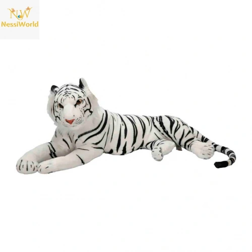 BFS Yan Yatan Beyaz Peluş Kaplan 90 cm