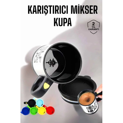 BFS Yazılı Kupa Kendi Kendini Karıştıran Mikser Kupa Termos Bardak