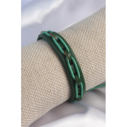 BFS Yeşil Renk Deri İpli Erkek Bileklik