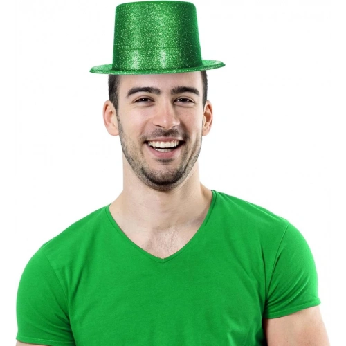 BFS   Yeşil Renk Parıltılı Simli Fötr Silindir Parti Şapkası