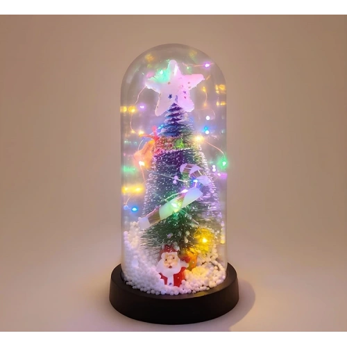 BFS Yılbaşı Temalı Işıklı  Dekoratif Cam Fanus Alk5077