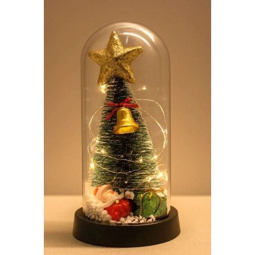 BFS Yılbaşı Temalı Işıklı  Dekoratif Cam Fanus Alk5078