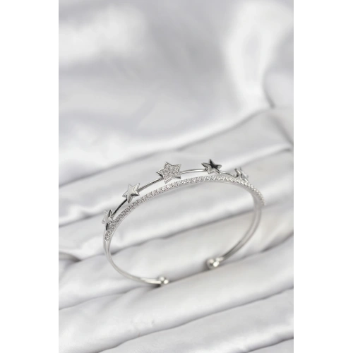 BFS Yıldız Model Gümüş Renk Pirinç Kadın Bileklik