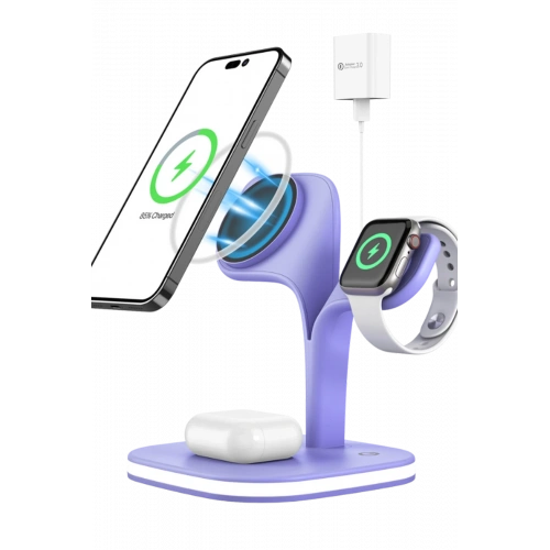 BFS  YM-UD22 Kablosuz Şarj Masaüstü Set - Lila