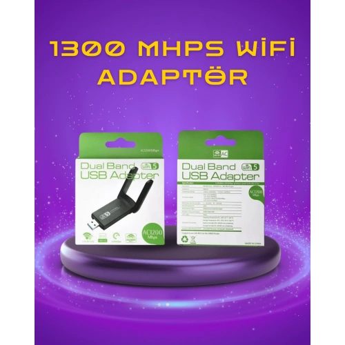 BFS Yüksek Hızlı 1200 Mbps Çift Bant USB WiFi Adaptör – Güçlü Sinyal, Geniş Uyumluluk