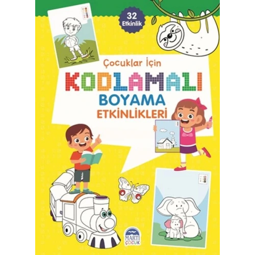 Çocuklar İçin Kodlamalı Boyama Etkinlikleri - Sarı - 32 Etkinlik