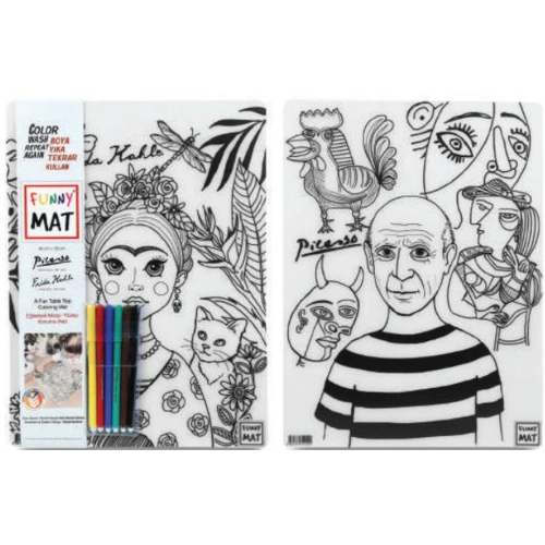 Funny Mat - Pablo Pıcasso Ve Frıda Kahlo 6Lı Kalem Hediyeli 30 x 40 cm