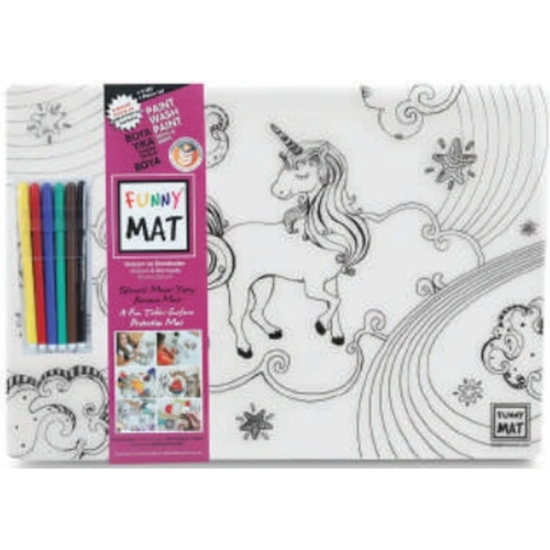 Funny Mat - Unıcorn Ve Deniz Kızı 6Lı Kalem Hediyeli 30 x 40 cm