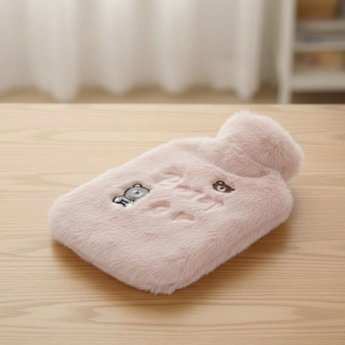 Işıklı Ayıcıklı Figürlü Pembe Peluş Sıcak Su Torbası 1 Lt – Yumuşak Kılıf, Uzun Süre Sıcak Tutan Termal Su Torbası