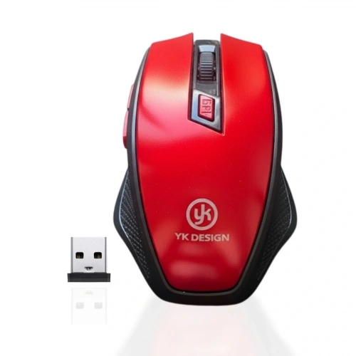 Kırmızı Renkli Baş Parmak Destekli Ergonomik Sessiz Kablosuz Mouse – USB Alıcılı, Ofis ve Oyun İçin Konforlu Bilgisayar Faresi MS6300