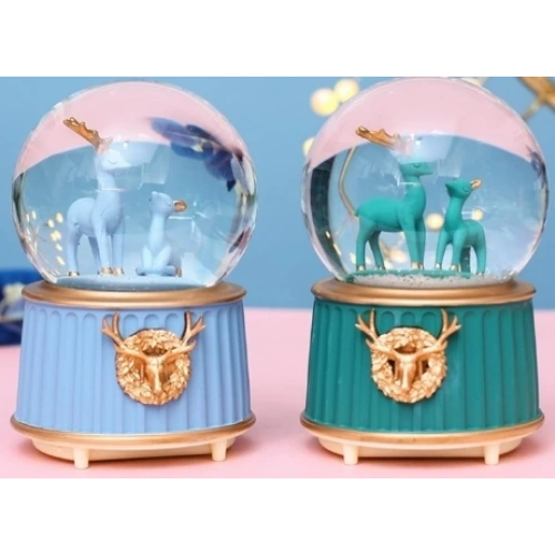 Mavi-yeşil Geyik Kar Küresi Küçük Boy