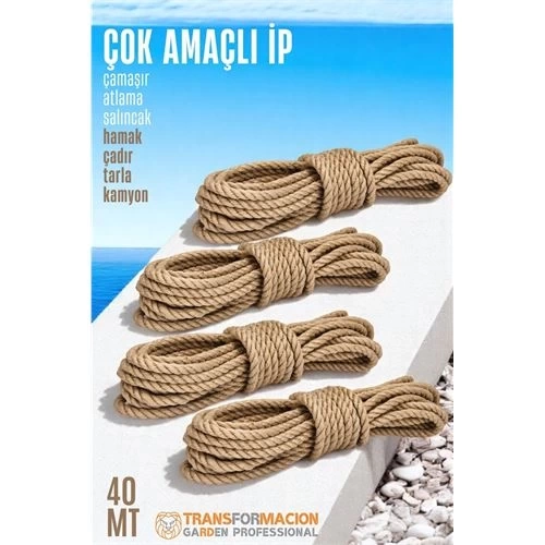 Modacar Çok Amaçlı Kalın İp Hamak İpi - Çamaşır İpi Salıncak İpi Atlama İpi 40 Metre