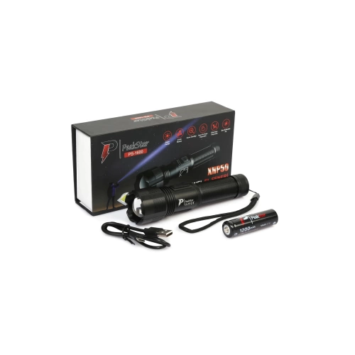 Ps-1600 Süper Parlak Led Zoomlu 5 Mod Su Geçirmez Profesyonel Kamp Bekçi Avcı Feneri