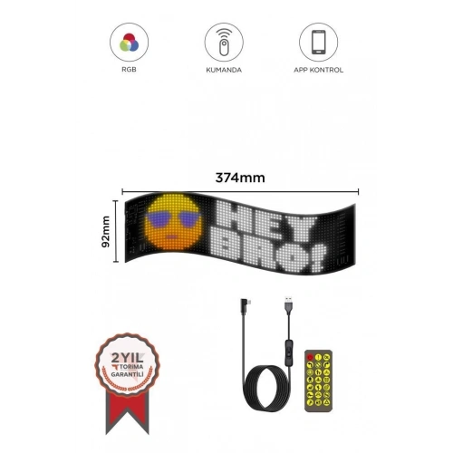 Rp937 Led Matrix Panel 16x64cm Telefon Kontrollü Kayar Led Animasyon Aydınlatma